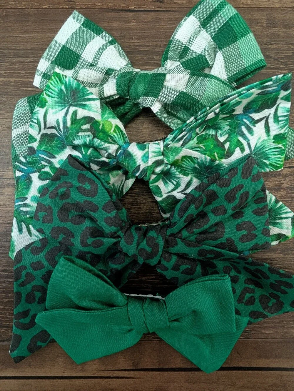 Set of 4 Green Bow Hair Clips